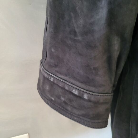 Vintage Leather Vera PELLE Barn Coat Jacket Italy Ash Black Brown Tan Size M - Picture 7 of 14